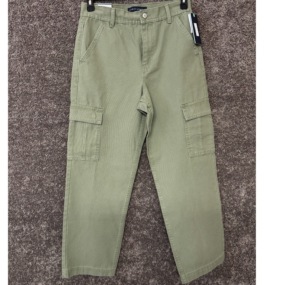Trinity‎ Coast Mens Cotton Canvas Cargo Pants Olive Green Size 28 TKOP243001 NEW